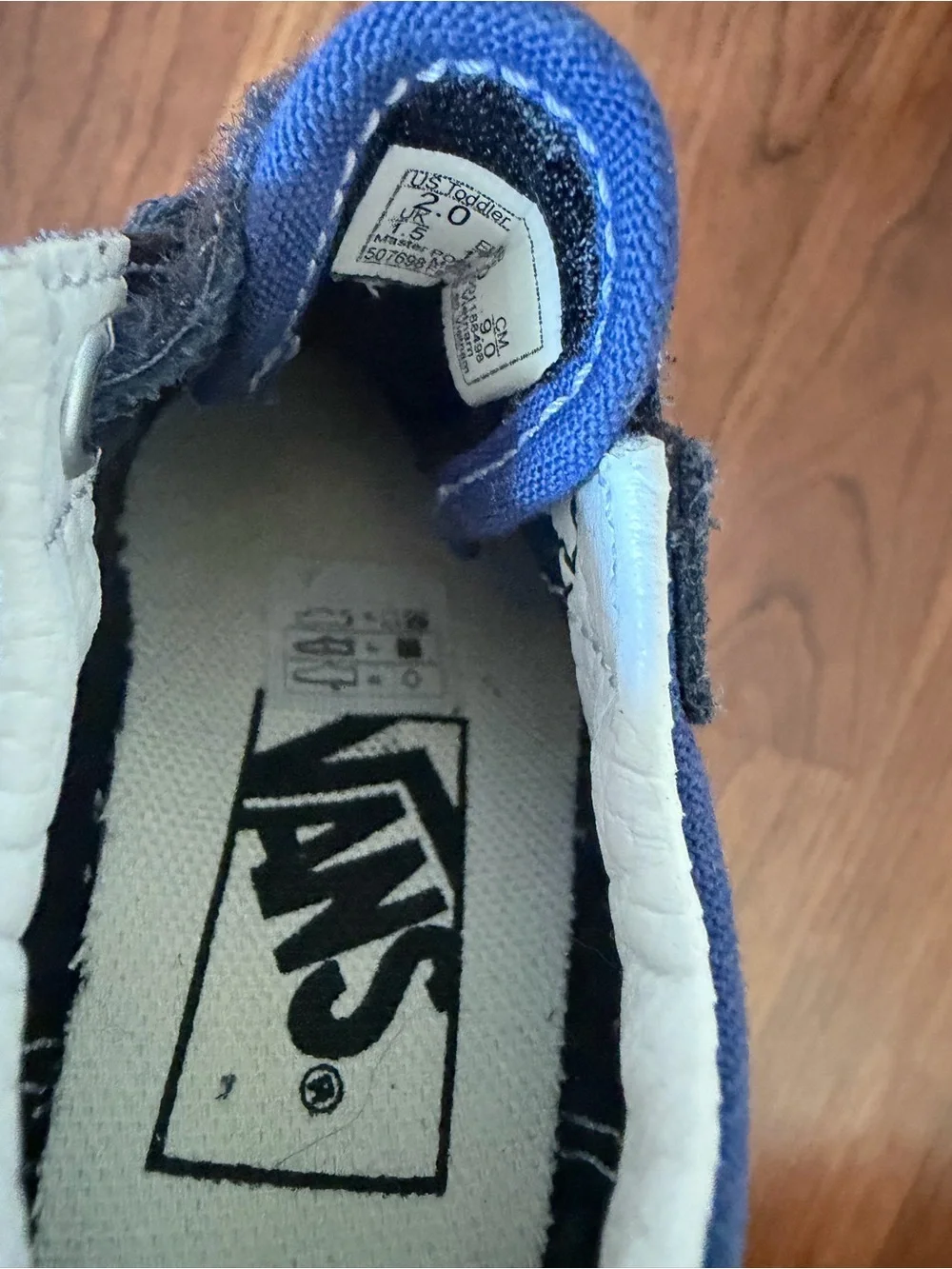 Vans Navy and White Double Velcro Toddler Sneakers